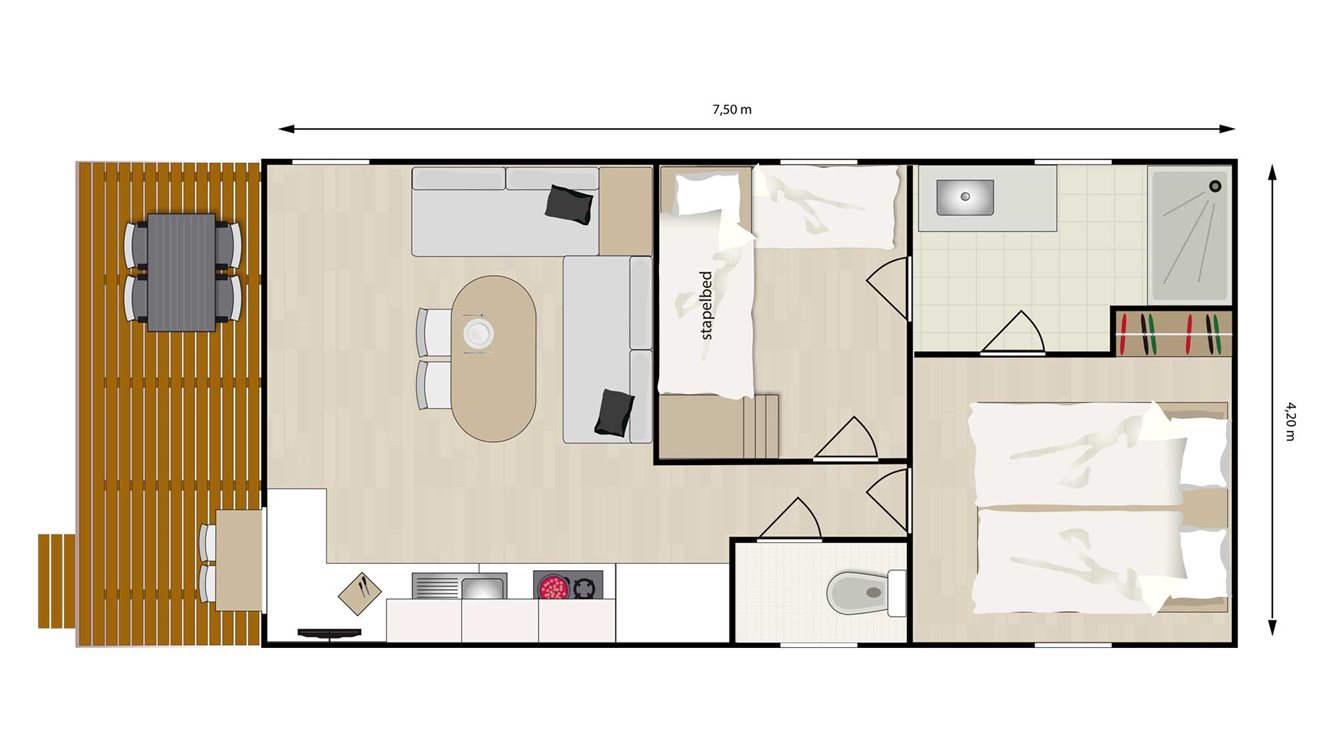 4pers chalet Goudhaver Molecaten Park De Agnietenberg plattegrond