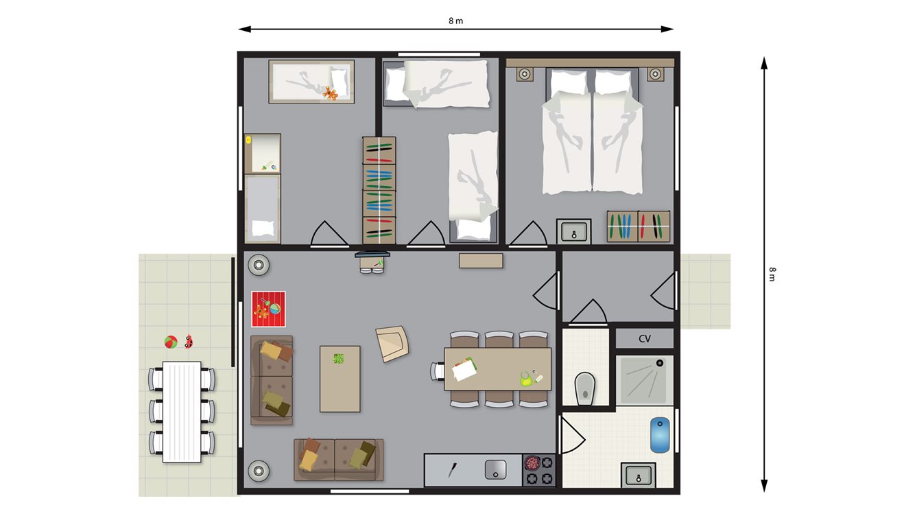 4 6pers vakantiehuisje Kroost Molecaten Park De Leemkule plattegrond
