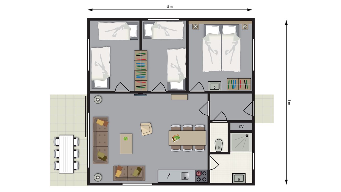 6pers vakantiehuisje Hattem Molecaten Park De Leemkule plattegrond