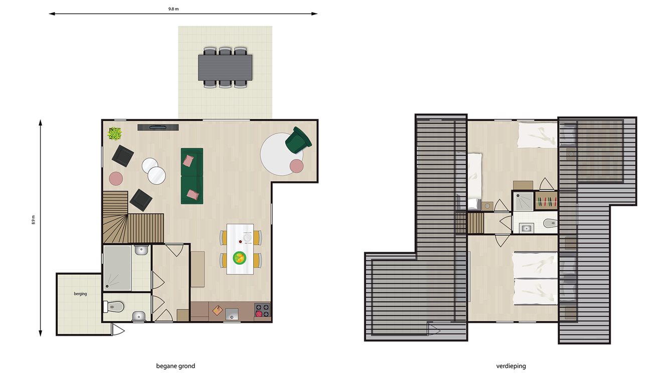4pers vakantiehuisje Hunze Molecaten Park Kuierpad plattegrond