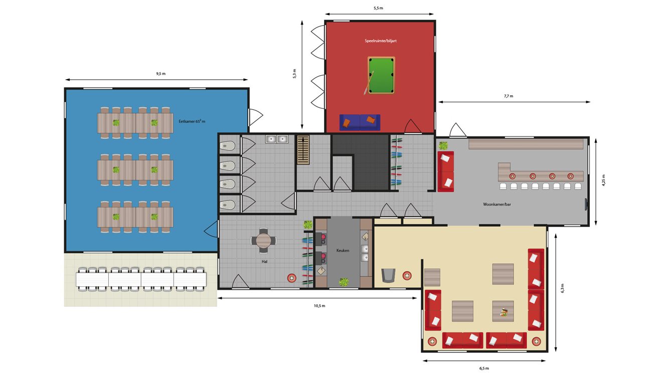 34pers groepsaccommodatie Landhuis Molecaten Park Landgoed Ginkelduin plattgrond 01
