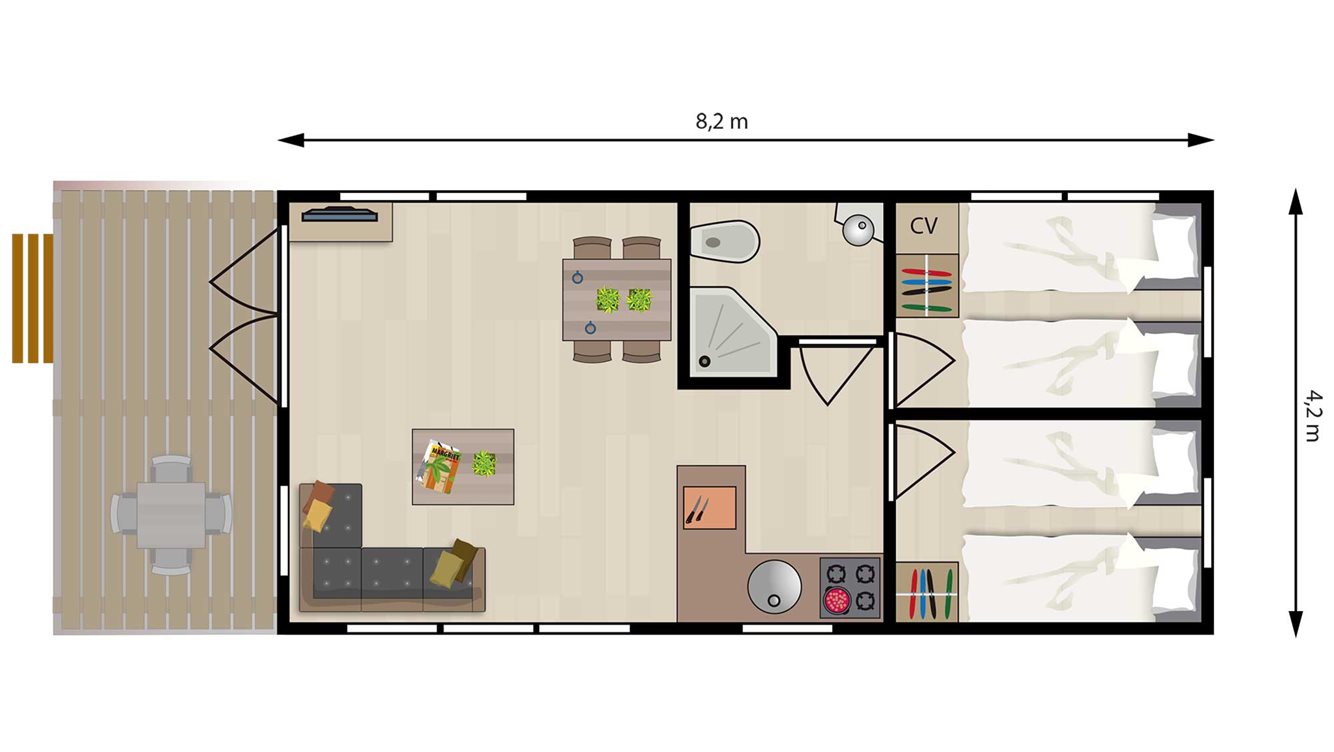 4pers vakantiehuisje Goudvink Molecaten Park Landgoed Molecaten plattegrond