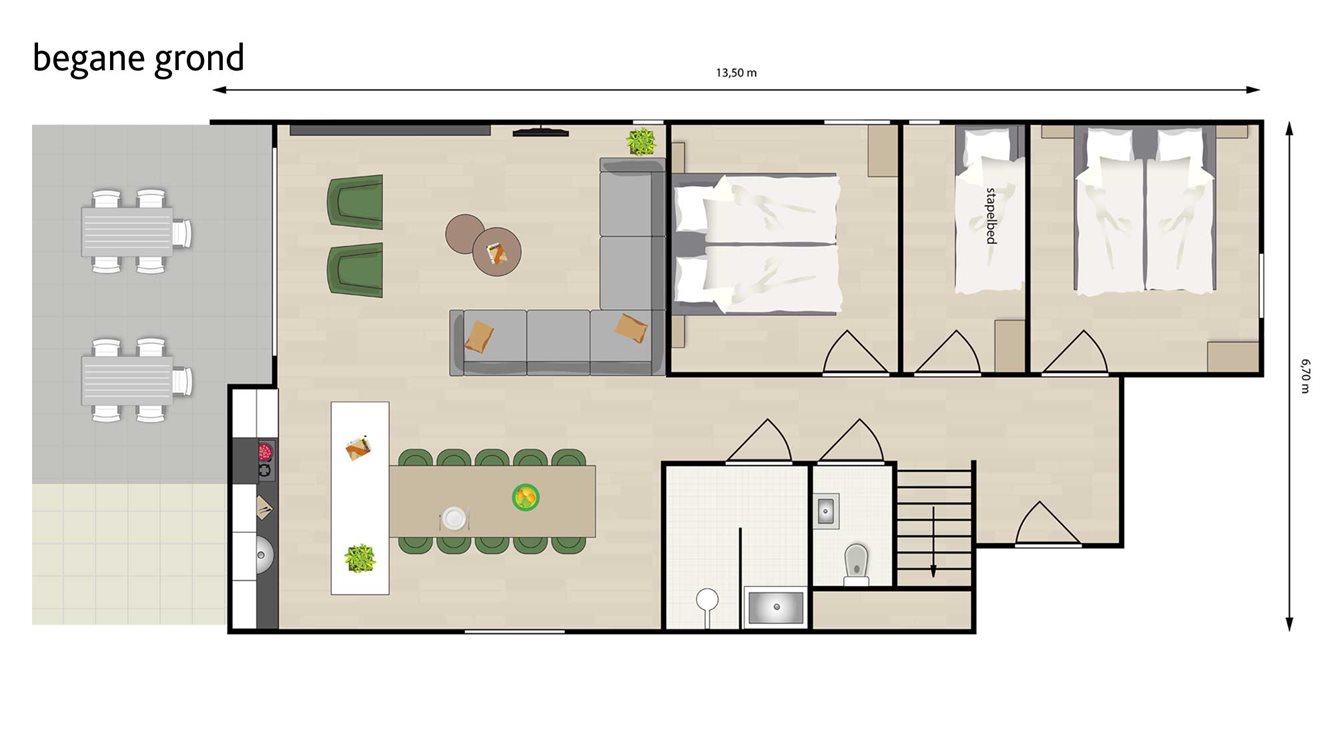 10pers vakantiehuisje Grote Stern Molecaten Park Waterdunen plattegrond 01