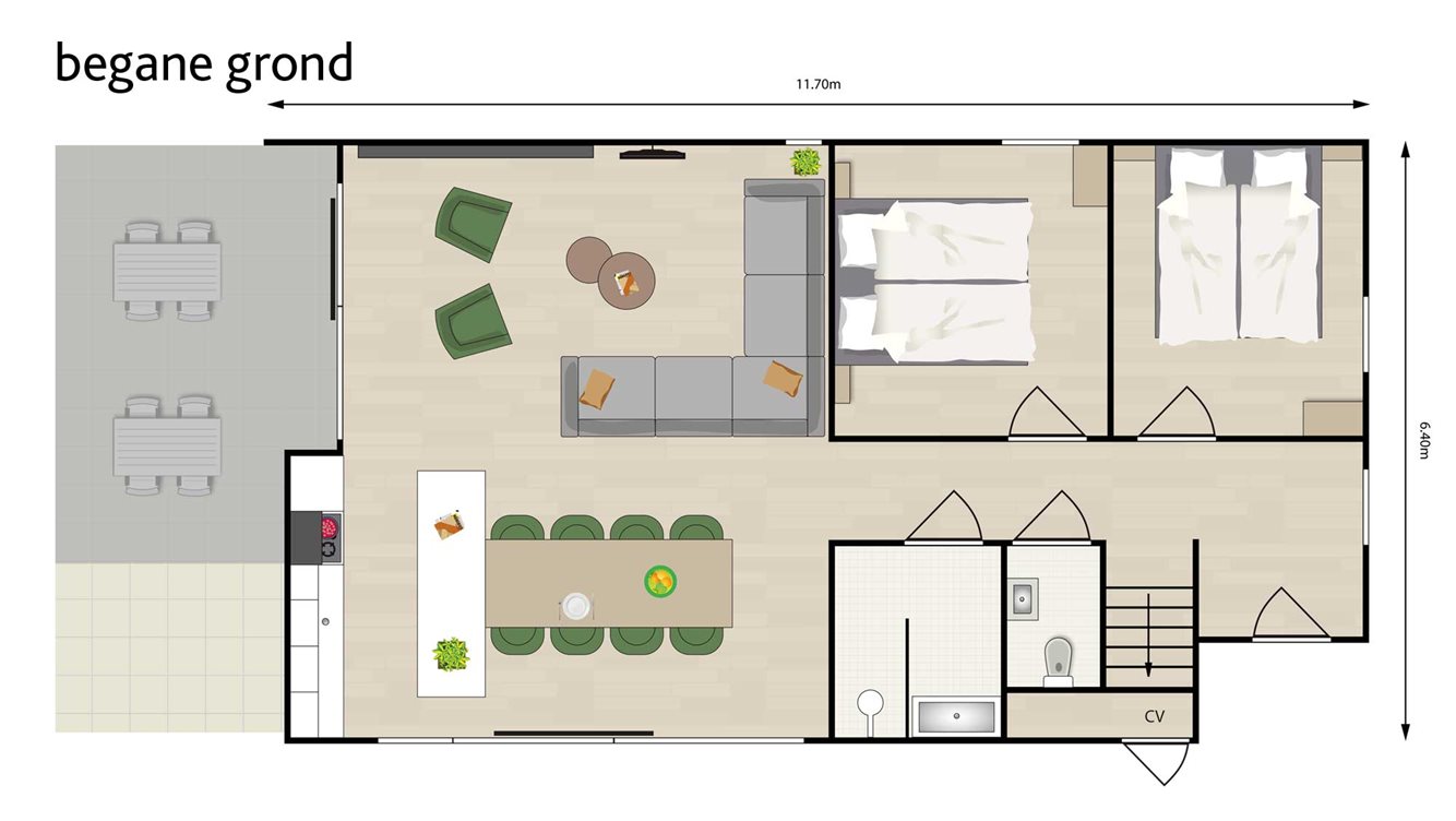 8pers vakantiehuisje Graszanger Molecaten Park Waterdunen plattegrond 01